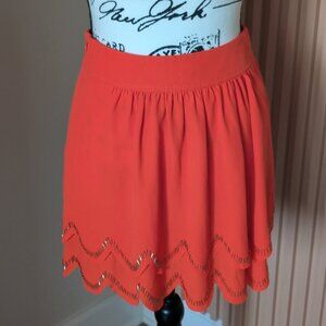 Ted Baker London Scalloped Hem Mini Skirt – Size 4 – Coral Red